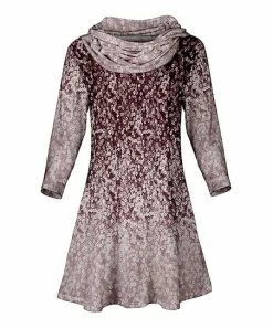 Lily | Pink & Mauve Abstract Cowl Neck Tunic - Women