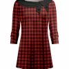 Lily | Black & Red Check Twist-Accent Boatneck Tunic - Women & Plus