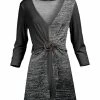 Lily | Black & Gray Cinch-Waist V-Neck Tunic - Women