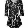 Lily | Black & White 'Love You' Heart Three-Quarter Sleeve V-Neck Tunic - Women