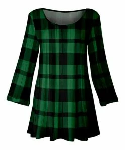 Lily | Green & Black Plaid Scoop Neck Tunic - Women & Plus