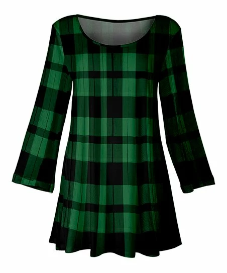 Lily | Green & Black Plaid Scoop Neck Tunic - Women & Plus 1 Lily | Green & Black Plaid Scoop Neck Tunic - Women & Plus