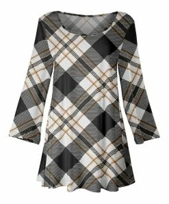 Lily | Black & White Diagonal Plaid Scoop Neck Tunic - Women & Plus