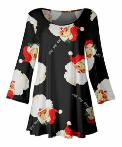 Lily | Black & Red Retro Santa Scoop Neck Tunic - Women & Plus