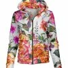 Lily | White & Orange Floral Pocket Zip-Up Hoodie - Women & Plus