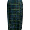 Lily | Black & Green Tartan Velvet Pencil Skirt - Women
