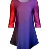 Lily | Purple & Red Ombré Three-Quarter Sleeve Tunic - Women