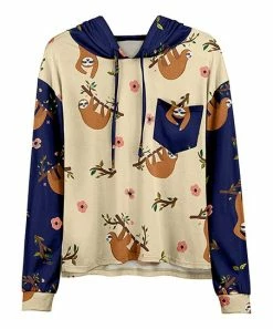 Lily | Navy & Cream Sloth Pocket Hoodie - Women & Plus