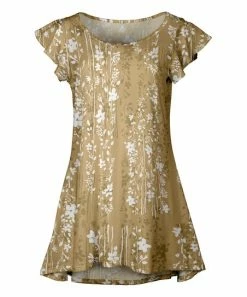 Lily | Beige & White Floral Flutter-Sleeve Tunic - Women