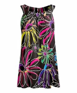 Lily | Black & Pink Floral Sleeveless Yoke Tunic - Women & Plus