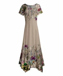 Lily | Beige & Purple Floral Handkerchief Maxi Dress - Women & Plus