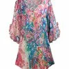 Lily | Pink & Blue Abstract Circle Crisscross-Neck Ruffle-Sleeve Tunic - Women & Plus