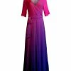 Lily | Pink & Purple Ombré Half-Sleeve Wrap Maxi Dress - Women & Plus