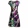 Lily | Pink & White Abstract Cap-Sleeve A-Line Dress - Women & Plus