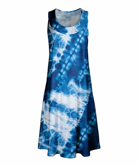 Lily | Blue & White Tie-Dye Sleeveless Dress - Women & Plus 1 Lily | Blue & White Tie-Dye Sleeveless Dress - Women & Plus