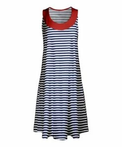 Lily | Navy & Red Stripe Sleeveless Dress - Women & Plus