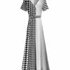 Lily | Black & White Houndstooth Wrap Maxi Dress - Women
