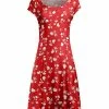 Lily | Red & White Floral Cap-Sleeve Dress - Women & Plus