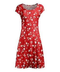 Lily | Red & White Floral Cap-Sleeve Dress - Women & Plus