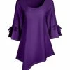 Lily | Purple Tie-Sleeve Asymmetrical-Hem Tunic - Women