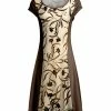 Lily | Beige & Brown Floral Cap-Sleeve Dress - Women