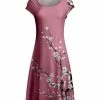 Lily | Mauve & Pink Floral Branches Cap-Sleeve Dress - Plus