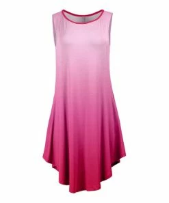 Lily | Pink & Rose Ombré Curved-Hem Sleeveless Dress - Women