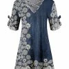 Lily | Blue & White Floral Crisscross-Accent Tunic - Women & Plus