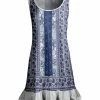 Lily | Blue & White Paisley Ruffle Sleeveless Tunic - Women