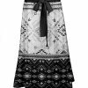 Lily | Black & White Geometric Tie-Waist Midi Skirt - Women & Plus