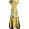 Lily | Yellow & Black Floral Short-Sleeve Handkerchief Maxi Dress - Women & Plus