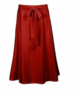 Lily | Red Tie-Waist A-Line Skirt - Plus