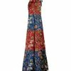 Lily | Red & Blue Floral Stripe Maxi Halter Dress - Women & Plus