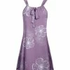 Lily | Purple & White Floral Tie-Neck Sleeveless Tunic - Women