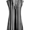 Lily | Black & Gray Stripe Sleeveless Notch Neck Tunic - Plus