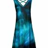 Lily | Blue & Black Abstract Crisscross-Back Sleeveless Dress - Women