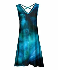 Lily | Blue & Black Abstract Crisscross-Back Sleeveless Dress - Women