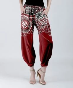Lily | Red & Black Medallion Pocket Harem Pants - Plus