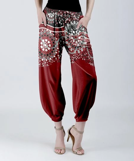 Lily | Red & Black Medallion Pocket Harem Pants - Plus 1 Lily | Red & Black Medallion Pocket Harem Pants - Plus