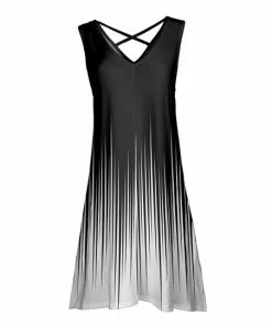 Lily | Black & White Ombré Crisscross-Back Sleeveless Dress - Women & Plus