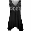 Lily | Black & Gray Geometric Sleeveless Handkerchief Tunic - Women