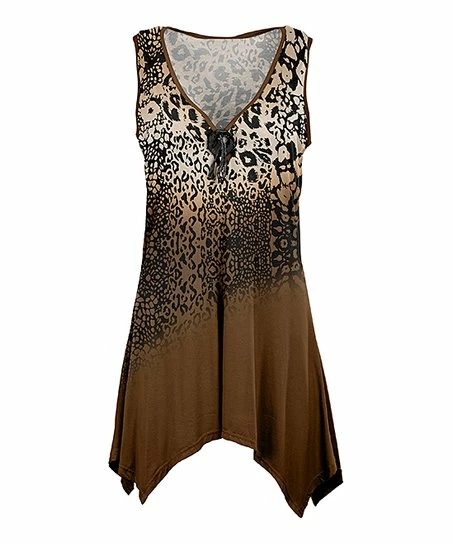 Lily | Brown & Black Ombré Snake Sleeveless Handkerchief Tunic - Plus 1 Lily | Brown & Black Ombré Snake Sleeveless Handkerchief Tunic - Plus
