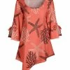 Lily | Coral & Black Starfish Tie-Sleeve Asymmetrical-Hem Tunic - Women