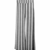Lily | Gray & White Stripe Wide-Band Palazzo Pants - Women