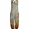 Lily | Aqua & Gold Floral Racerback Pocket Jumpsuit - Plus