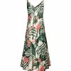 Lily | Green & Pink Tropical Leaf Sleeveless V-Neck Maxi Dress - Women
