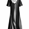 Lily | Black & Gray Abstract Crisscross-Back V-Neck Dress - Women & Plus