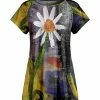 Lily | Gray & Yellow Daisy Painting Short-Sleeve Tunic - Women & Plus