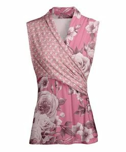 Lily | Pink & Mauve Floral Surplice Sleeveless Tunic - Plus