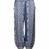 Lily | Navy & White Paisley Harem Pants - Plus